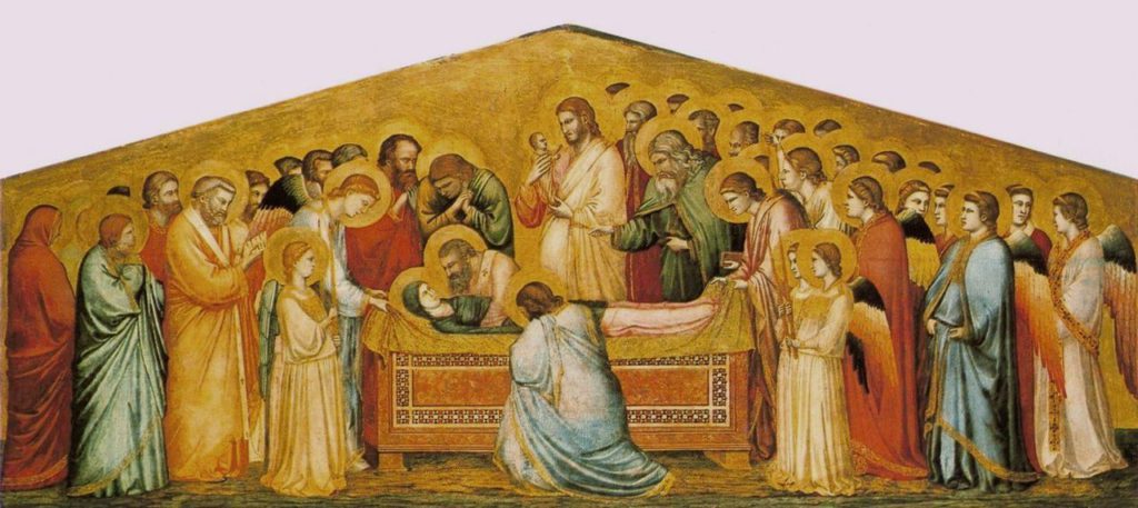 Giotto._The_Dead_of_the_Virgin._c._1310._179x75cm._Gemaldegalerie,_Berlin
